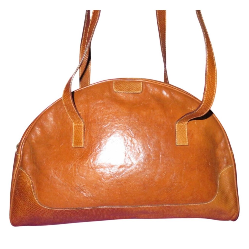 Furla Vintage Y2k Italian Snakeskin Embossed & Smooth Calf Leather Satchel Bag